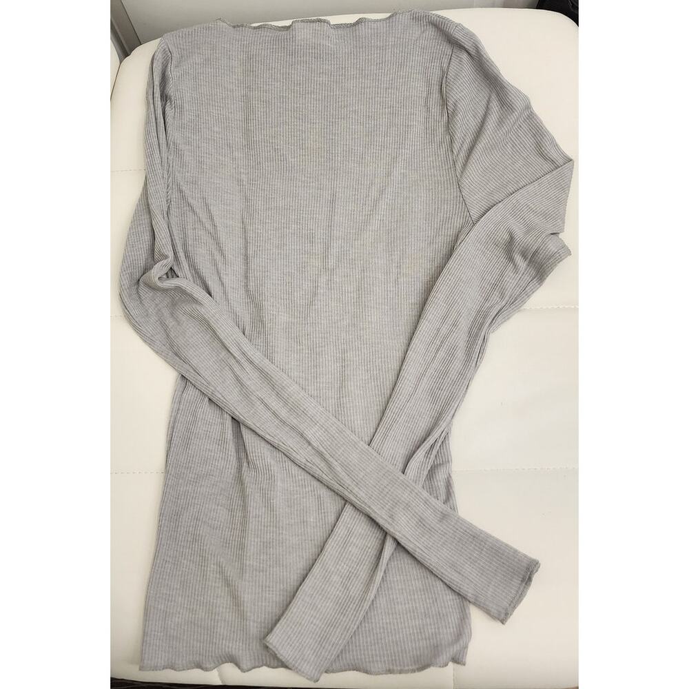 Semi-Sheer Long Sleeve Boatneck Top - M